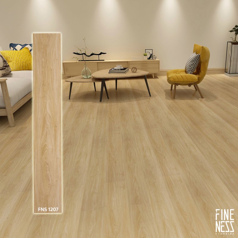 FINENESS FLOORING FNS 1207 SPC Flooring Click Lock Install Yellow Maple Wood Design Thickness 6 MM