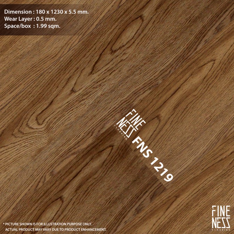 FINENESS FLOORING FNS 1219 SPC Flooring Click Lock Install Brown Ash Wood Design Thickness 6 MM