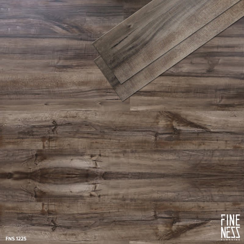 FINENESS FLOORING FNS 1225 SPC Flooring Click Lock Install Dark Brown Ash Wood Design Thickness 6 MM