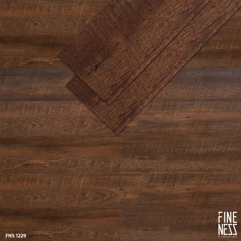 FINENESS FLOORING FNS 1229 SPC Flooring Click Lock Install Dark Brown Walnut Design Thickness 6 MM