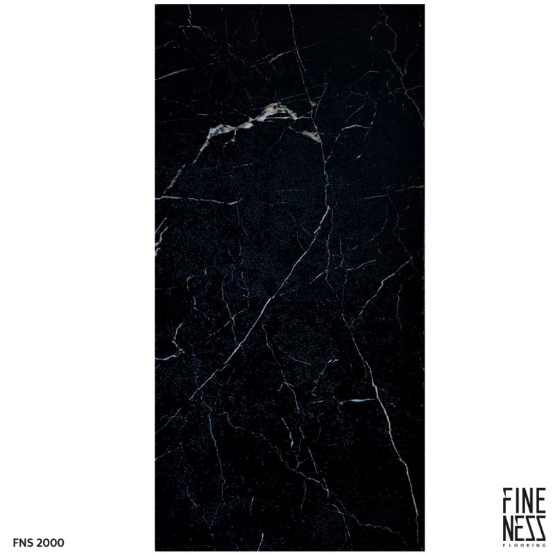 FINENESS FLOORING FNS 2000 SPC Flooring Click Lock Install Black Marble Design Thickness 6 MM