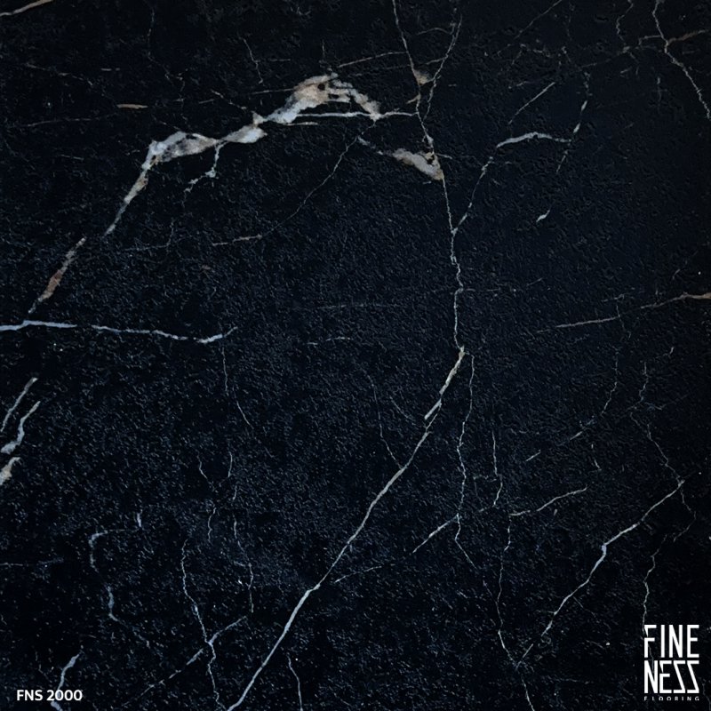FINENESS FLOORING FNS 2000 SPC Flooring Click Lock Install Black Marble Design Thickness 6 MM